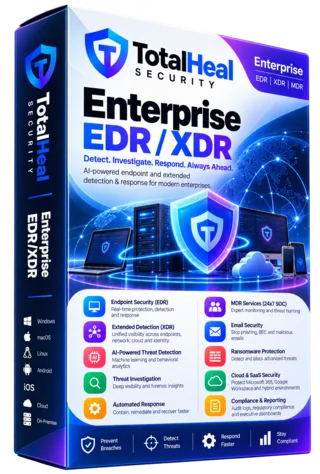 TotalHeal Enterprise EDR/XDR box artwork (illustrative)