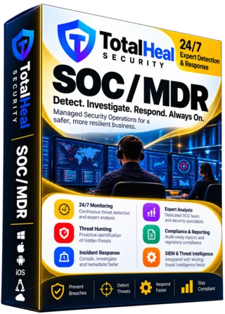 TotalHeal SOC / MDR box artwork (illustrative)